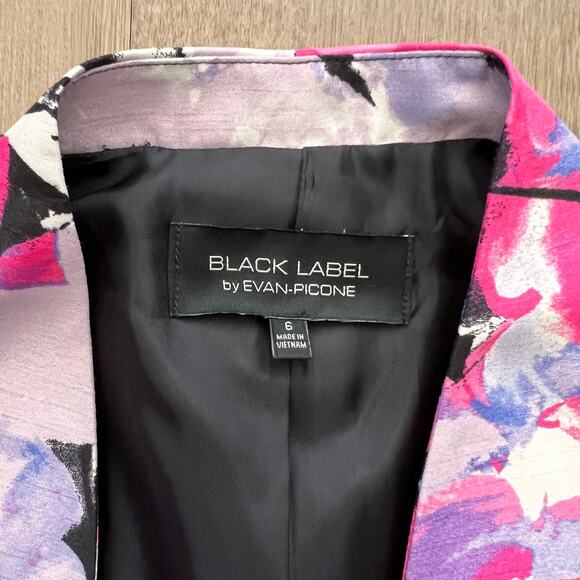 Black Label by Evan Picone NWOT Floral Pink/Purple Cropped Blazer - Picture 10 of 12